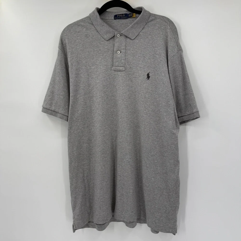 Polo Ralph Lauren Mens Size XL Shirt Short Sleeve Gray Pony Cotton Dress
